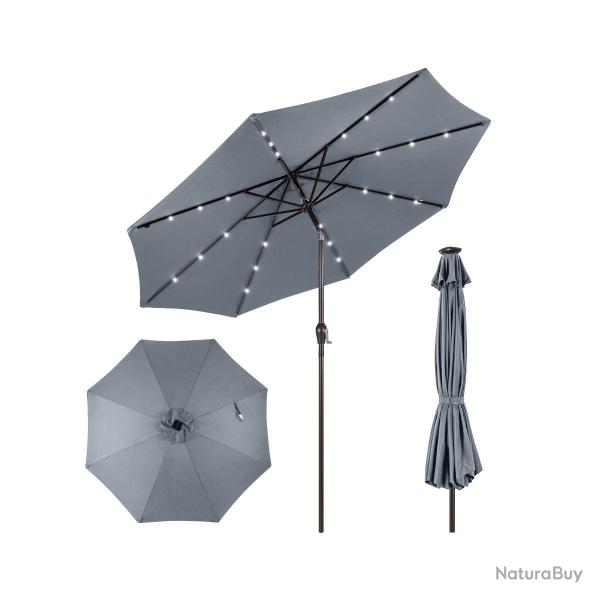 Parasol inclinable diam�tre 300 cm lumineux avec 24 LED r�glable et r�sistant aux UV en polyester g