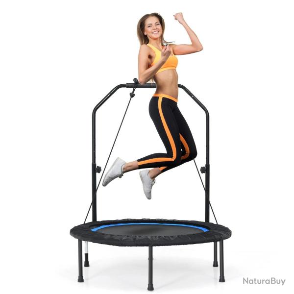 Trampoline pliable 101 x 101 x 107,5-130,5 cm avec main courante r�glable ambiance cosy en acier bl