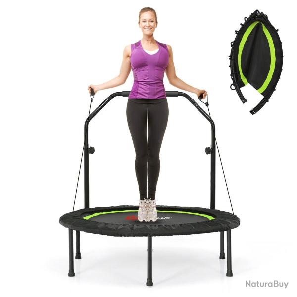 Trampoline pliable pour fitness diam�tre 101 cm avec main courante r�glable et 2 bandes de r�sistan
