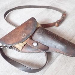 1942 Holster, &eacute;tui + bretelle pour revolver 1882 ou 1882/28. R&eacute;glementaire suisse.