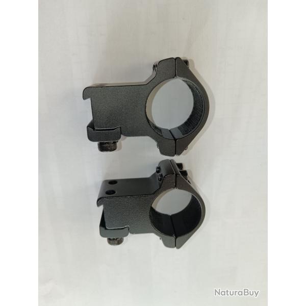 Colliers montage lunette 25.4 mm pour rail 11 mm