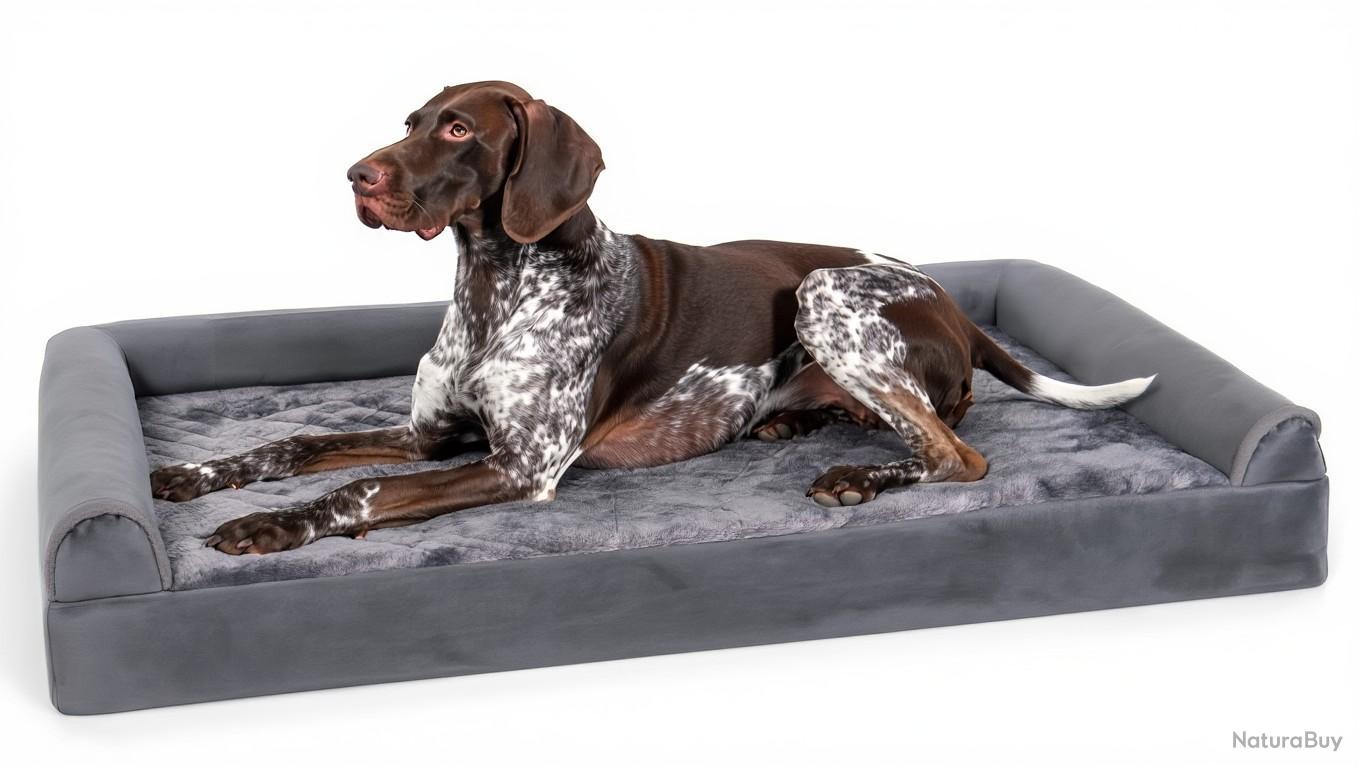 Panier Orthopédique Pour Chien Moyen/Grand - Mousse Mémoire De Forme - Housse Lavable - Bord Haut Marron - 89x64 Cm - 6