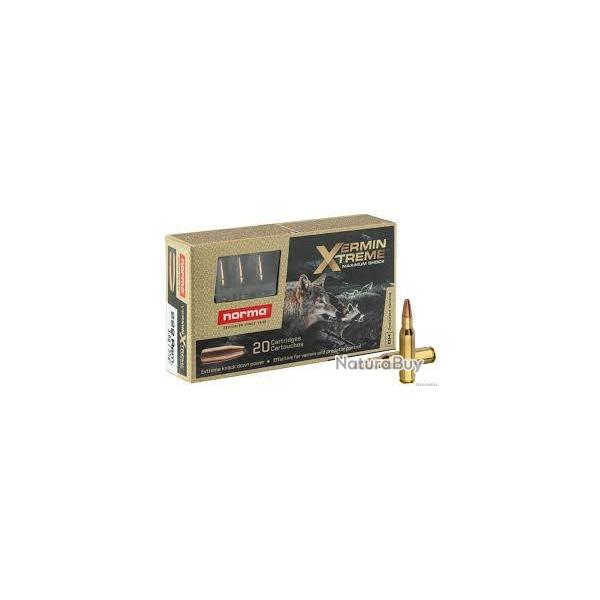 Cartouche norma calibre 222rem vermin Xtreme 55gr 3.6g x20