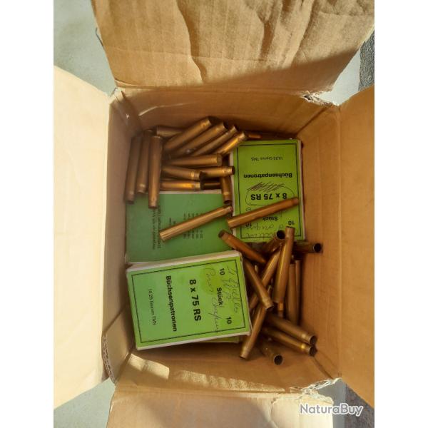 1 lot de 75 douilles de marque MEN calibre 8X75RS tir�es 1 fois.