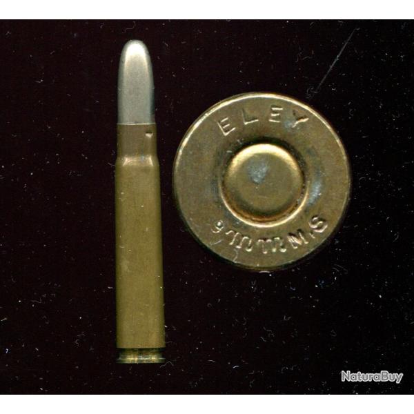 9 x 56 Mannlicher Schoenauer - marquage : ELEY 9 mm M.S. - balle nickel arrondie