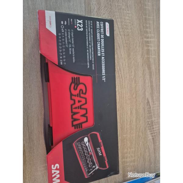 Coffret de douille Sam et accessoires  avec cliquet de chantier