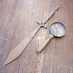 Artisanat de tranch&eacute;es ww1 guerre poilu Loupe et coupe papier ouvre lettres militaria