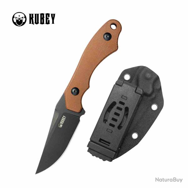 Couteau Kubey TLB II Lame Acier 14C28N Manche Micarta Brown Etui Kydex KUB468D