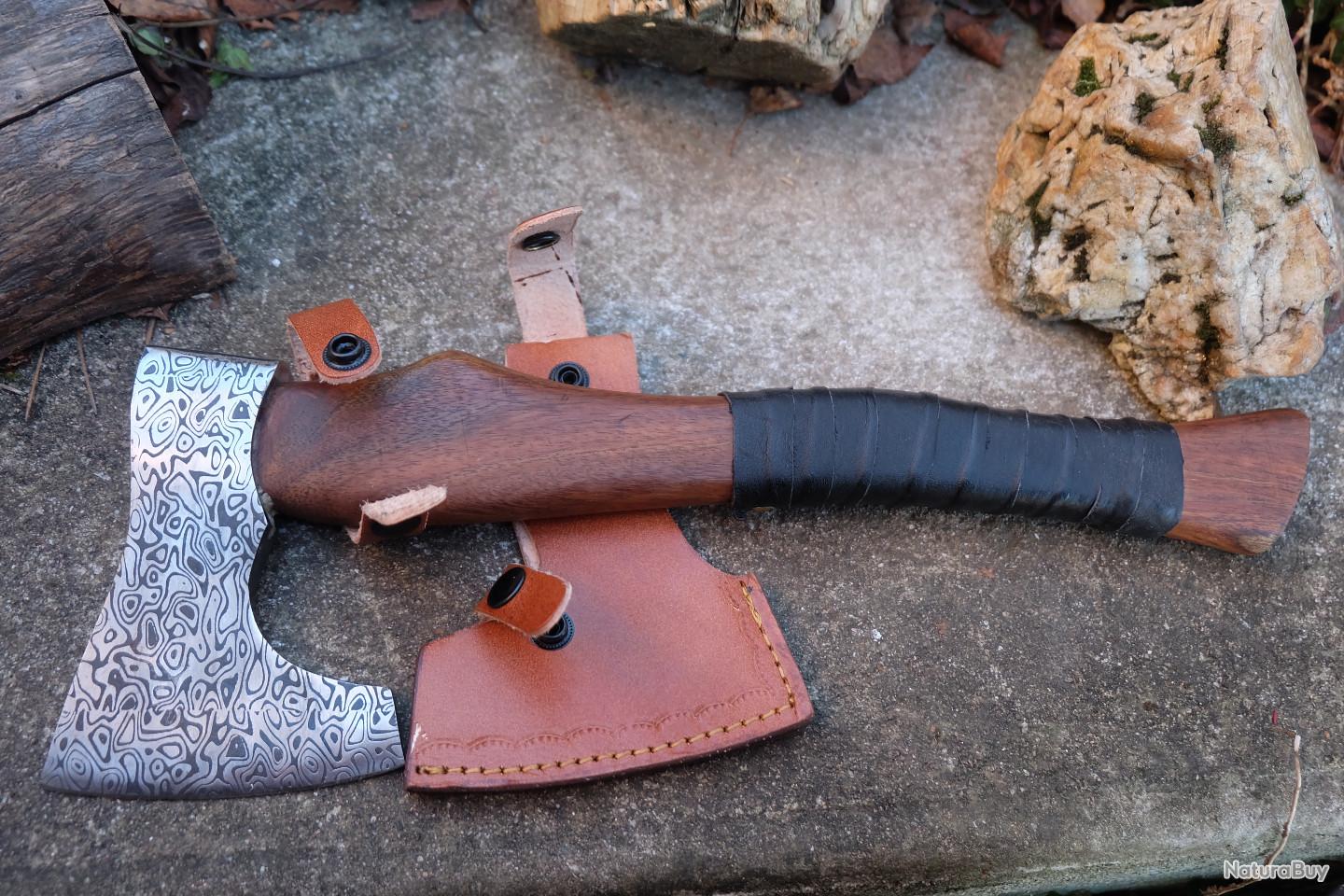 Hache Viking Décorative – Lame Acier, Manche Bois, 52 Cm, 1 Kg – Pour Cosplay, LARP, Décoration – Étui Inclus
