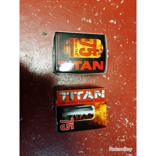 2x 75 munitions � blanc Titan, calibre 9 mm PAK