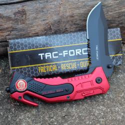 Couteau Tactical Rescue Evasion Pompier Ouverture Assist&eacute;e Lame Inox Cutter Brise Vitres