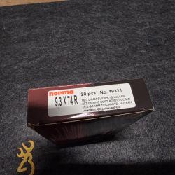 Norma vulkan 9,3x74R 15.0gram 232 graines bo&icirc;tes de 20 cartouches.