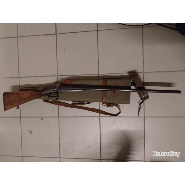 Fusil juxtapos� � broches calibre 20 avec son �tui Jambon et 10 cartouches