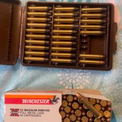 Balles 22 magnum winchester plus bo&icirc;te de rangement 22 magnum