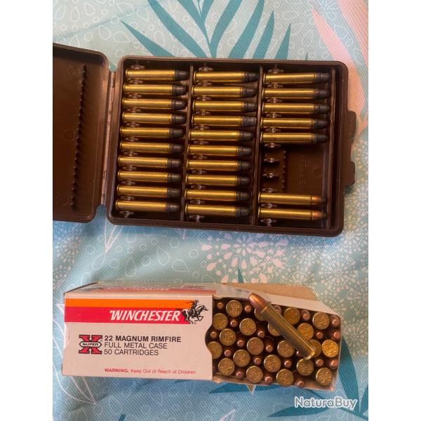 Balles 22 magnum winchester plus bo�te de rangement 22 magnum