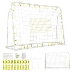 But de football ext&eacute;rieur 187 x 60 x 102-122,5 cm 2 en 1 angle r&eacute;glable cadre robuste en m&eacute;tal blan