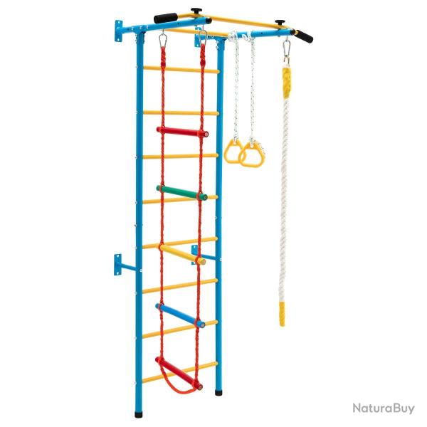 Espalier de gymnastique enfants avec barre de traction et anneaux de gym 107 x 88 x 223 cm robuste