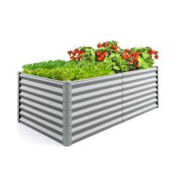 Jardini&egrave;re 180 x 95 x 60 cm grande capacit&eacute; fond ouvert assemblage facile en m&eacute;tal gris 20_0012339