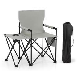 Lot de 2 chaises de camping pliables avec table d'appoint 83 x 55 x 91 cm confort sup&eacute;rieur style m