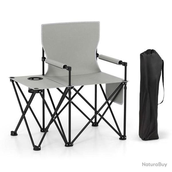 Lot de 2 chaises de camping pliables avec table d'appoint 83 x 55 x 91 cm confort sup�rieur style m