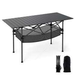 Table de camping pliante 119 x 55 x 69 cm l&eacute;ger et robuste pour pique-nique et barbecue en aluminiu