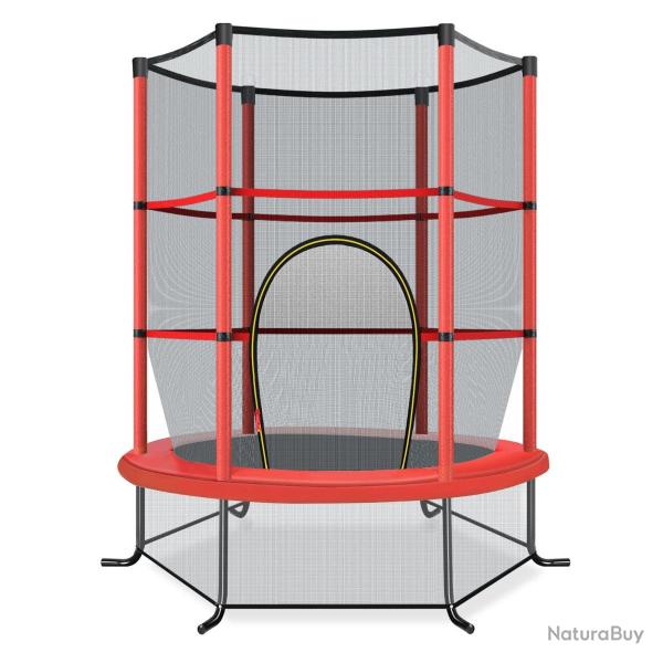Trampoline de jardin hexagonal 165 x 165 x 161 cm avec filet de s�curit� 360� design rouge et appui