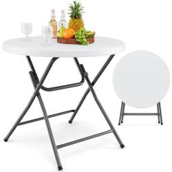 Table de camping pliante ronde 81 x 73,5 cm id&eacute;ale pour ext&eacute;rieur et int&eacute;rieur design moderne en HD