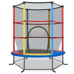 Trampoline de jardin 165 x 165 x 188 cm protection compl&egrave;te pour enfants design color&eacute; 20_0014495