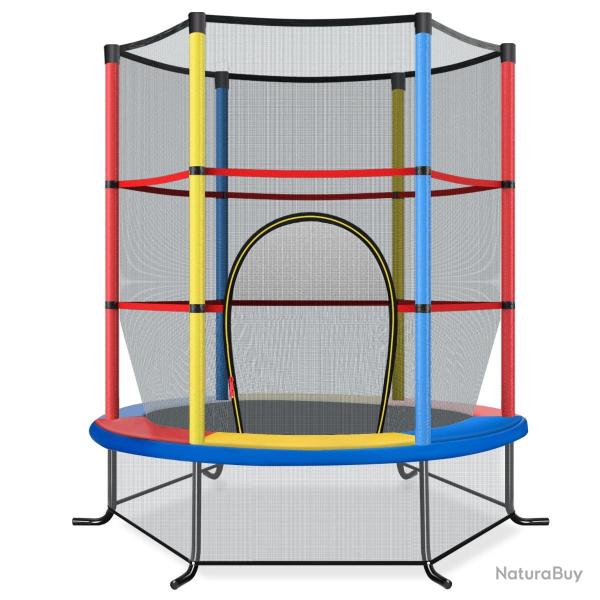 Trampoline de jardin 165 x 165 x 188 cm protection compl�te pour enfants design color� 20_0014495