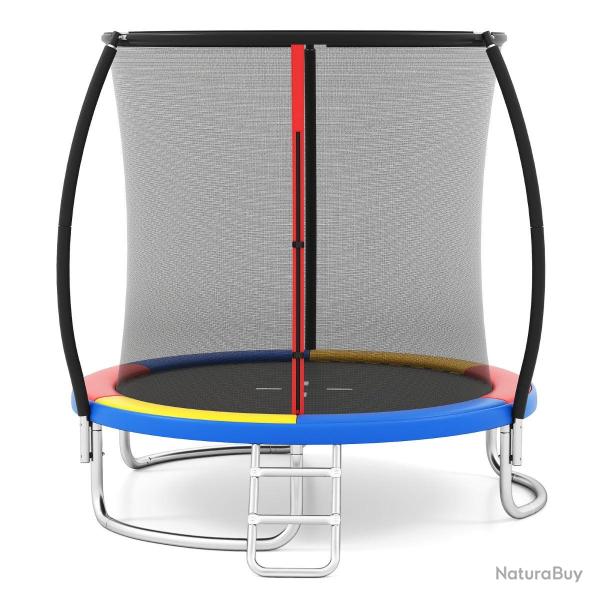 Trampoline ext�rieur 244 x 240 x 60 cm avec filet de s�curit� et �chelle antirouille multicolore en