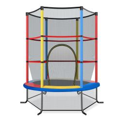 Trampoline de jardin 165 x 165 x 161 cm avec filet de s&eacute;curit&eacute; 360&deg; et structure stable en PVC colo