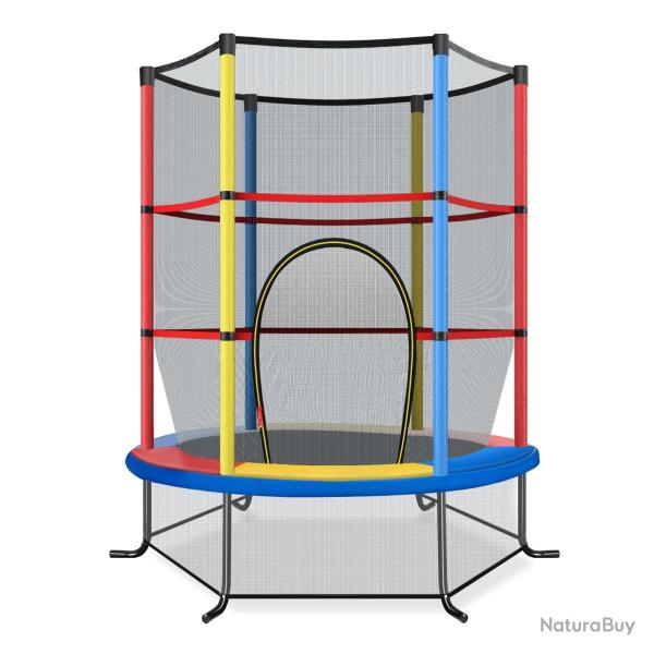 Trampoline de jardin 165 x 165 x 161 cm avec filet de s�curit� 360� et structure stable en PVC colo