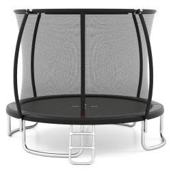Trampoline ext&eacute;rieur 366 cm robuste avec filet de s&eacute;curit&eacute; &eacute;chelle antirouille noir style moderne a
