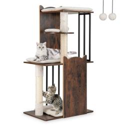 Arbre &agrave; chat moderne multi-niveaux 60 x 40 x 112 cm confort optimal ambiance cosy d&eacute;coratif en MDF