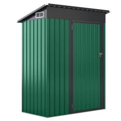 Abri de rangement ext&eacute;rieur 150 x 90,5 x 185 cm avec ventilation toit en pente design moderne en fe
