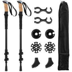Lot de 2 b&acirc;tons de trekking ajustables de 95 &agrave; 135 cm l&eacute;gers anti-choc et ergonomiques en aluminium