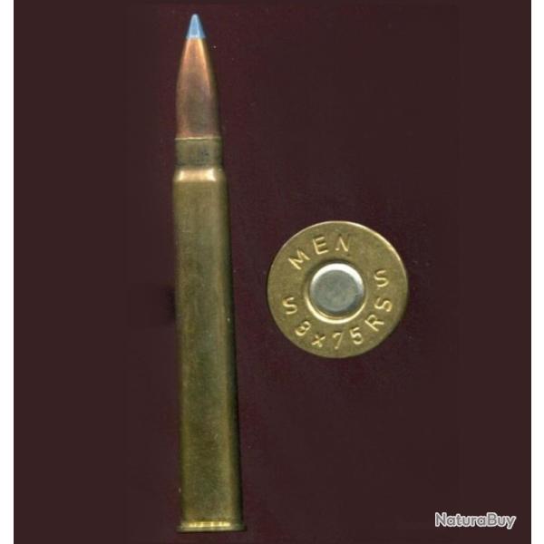 8 x 75 RS BEHR - marquage :  MEN 8 x 75RS V - balle cuivre pointe plomb
