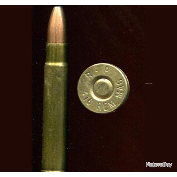 .416 Remington Magnum - marquage : R-P 416 REM MAG - balle cuivre pointe plomb