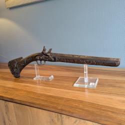 BEAU PETIT MOUSQUETON ORIENTAL DAMASQUINE ARGENT SILEX