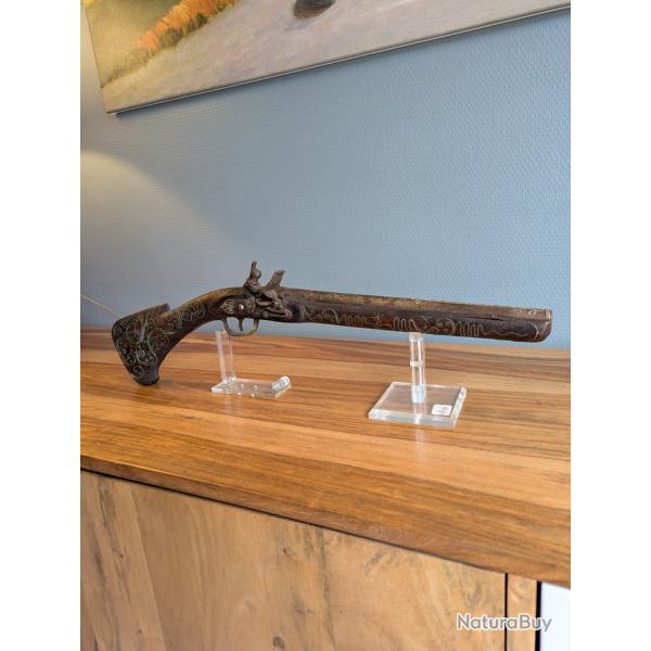 BEAU PETIT MOUSQUETON ORIENTAL DAMASQUINE ARGENT SILEX