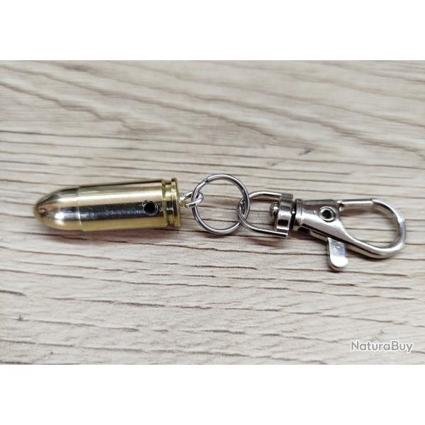 porte clef cartouche 9mm couleur laiton