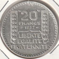 Pi&egrave;ce de Monnaie Argent France 20 francs Turin 1937