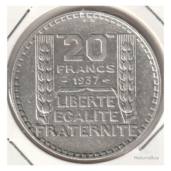 Pi�ce de Monnaie Argent France 20 francs Turin 1937