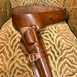 Authentique ceinturon western des ann&eacute;es 70 de la marque GIL HOLSTERS pour REMINGTON 1858, Colt 1860