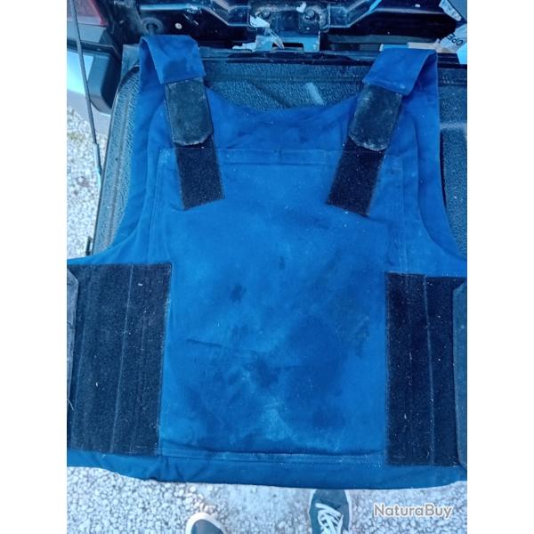 GILET PARE BALLES TETRANIKE BLEU PORT DISRET EN KEVLAR TAILLE L AVEC ANTI TRAUMA
