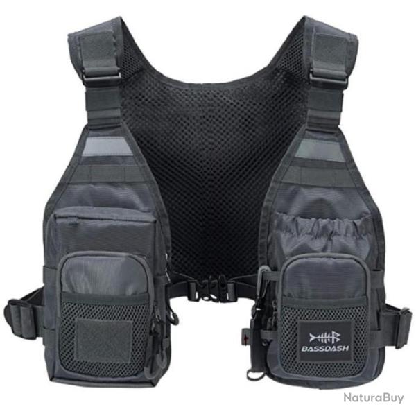 Gilet de P�che � la Mouche Pratique 10 Poches Stockage Ultra L�ger Unisexe Taille Unique Gris