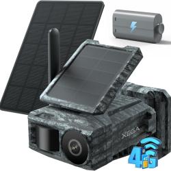 Cam&eacute;ra Chasse Solaire Rotation 220&deg; 4G Carte SIM 2 Panneaux D&eacute;tection Mouvement Vision Nocturne