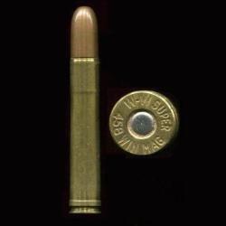 .458 WINCHESTER MAGNUM - marquage : WW-SUPER 458 WIN MAG  - balle cuivre pointe arrondie