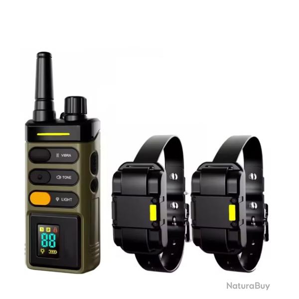 2X Colliers Anti-Aboiement Chien T�l�commande �tanche Rechargeable �ducation Canine Respectueuse