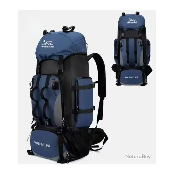 Sac � Dos de Randonn�e 90L Etanche R�sistant Trekking Camping Escalade Voyage Plein Air Bleu